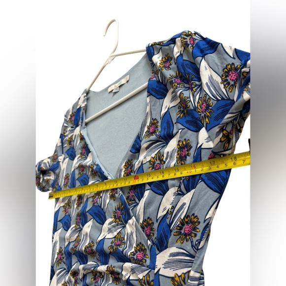 Boden Ruth Faux Wrap Dress Blue Botanical Sz 10 Long workwear business casual - Picture 10 of 12